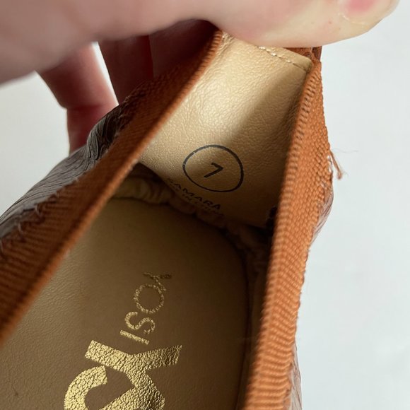 Yosi Samra Ballet Flats Tan Leather Snakeskin Print Women's Size 7 Foldable - Picture 6 of 7